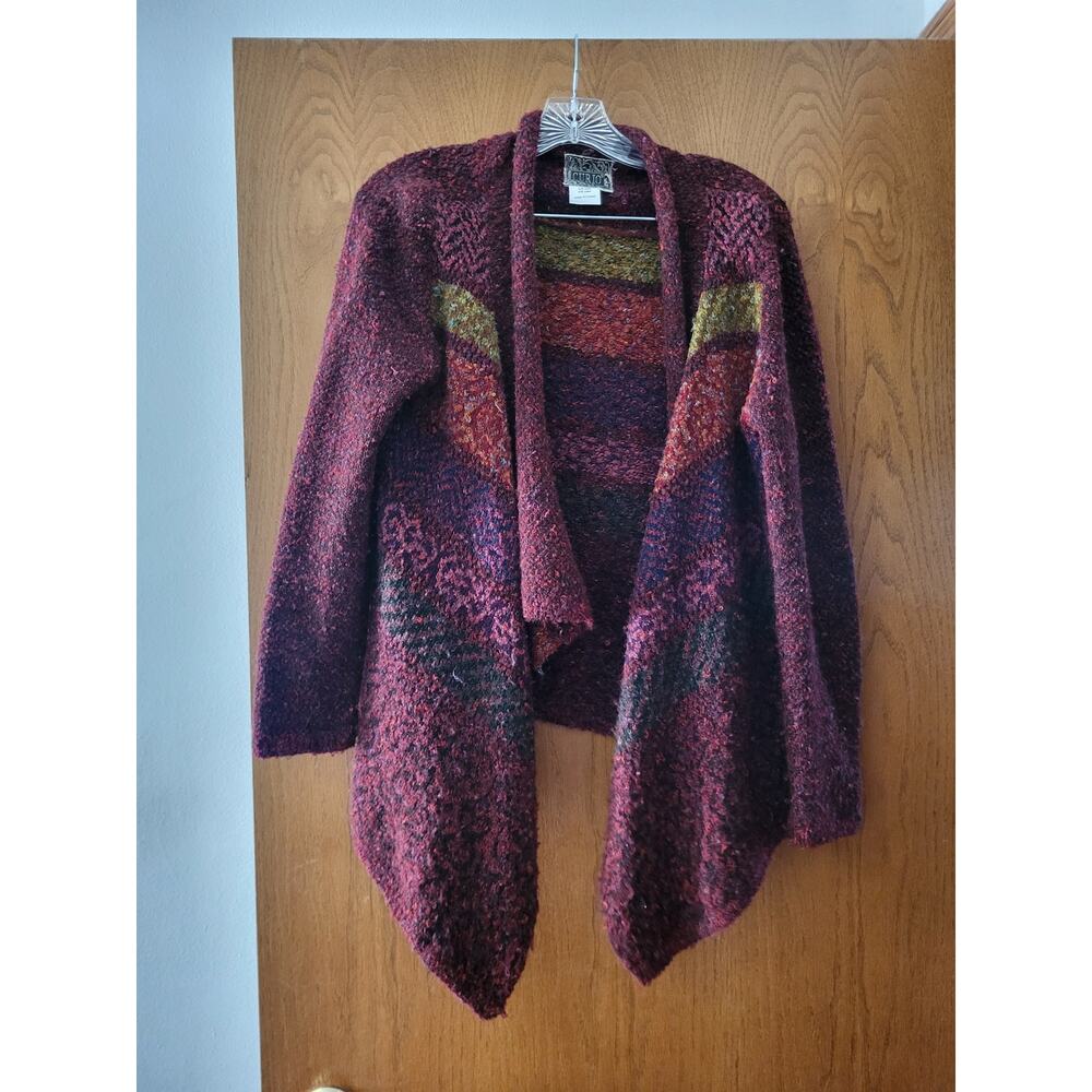 Curio Anthropologie Natural Fabric Ramie Cotton Boho Parttern Comfy Cardigan M